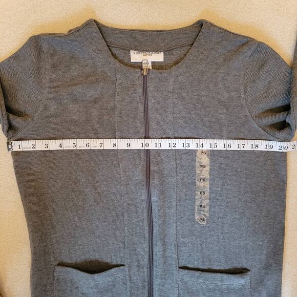 NWT Rebecca Malone Size PS Gray Long Sleeve Zip Cardigan Knit Sweater Pockets - Picture 10 of 16